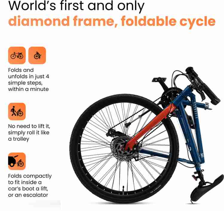 HORNBACK M1 World First Diamond Frame 28 Wheel 21 Speed Shimano Gears 28 T Folding Bikes Folding Cycle
