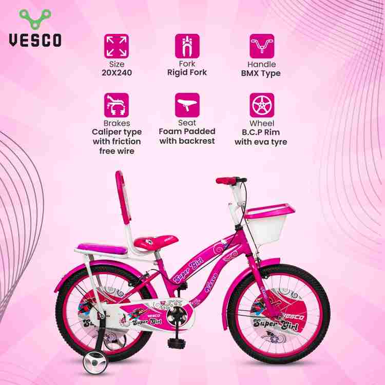 VESCO Super Girl 20T Pink Kids with Balance Wheel 20 T BMX Cycle Price in India Buy VESCO Super Girl 20T Pink Kids with Balance Wheel 20 T BMX Cycle online at Flipkart