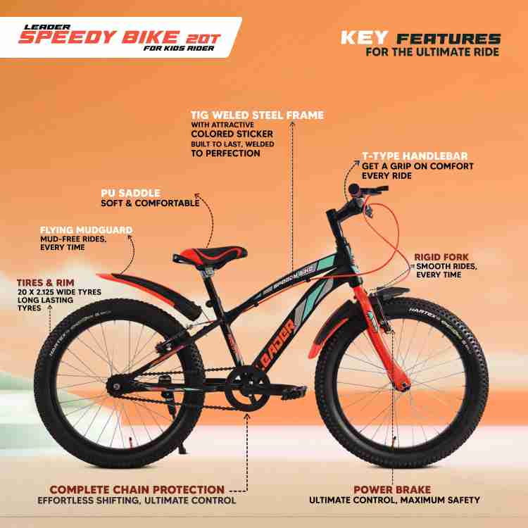LEADER Speedy Bike 20T Kids Cycle Ideal for 7 10 years Age 20 T Mountain Cycle Price in India Buy LEADER Speedy Bike 20T Kids Cycle Ideal for 7 10 years Age 20