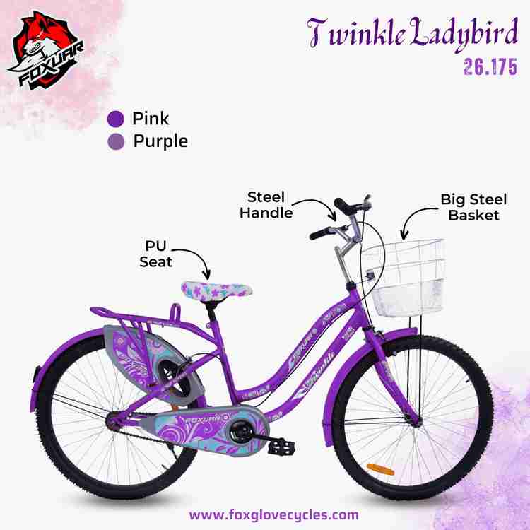 FOXGLOVE TWINKLE 26 INCH LADY BICYCLE PURPLE FOR AGE 8 PLUS YEARS 85 FITTED 26 T Road Cycle Price in India Buy FOXGLOVE TWINKLE 26 INCH LADY BICYCLE PURPLE FOR AGE 8 PLUS YEARS 85 FITTED 26 T Road Cyc...