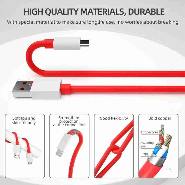 mukti USB Type C Cable 6.5 A 1.00129999999998 m Copper Braiding Data Cable  Original Like Charger Qualcomm QC 3.0 Quick Fast Charging Type C - mukti :  Flipkart.com