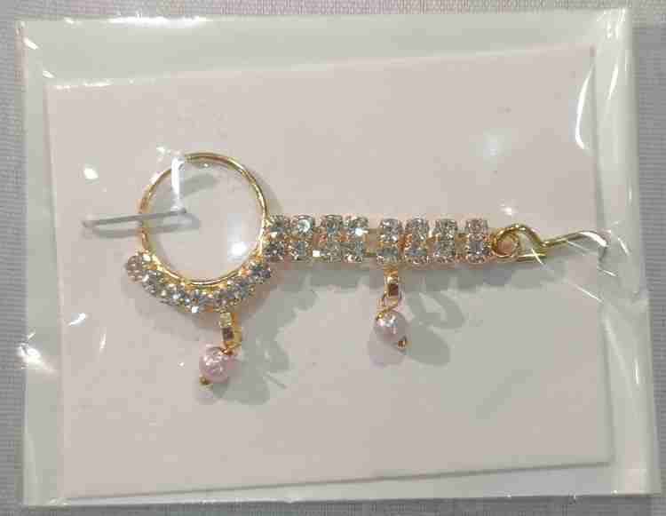 SSV Nose ring with chain Stone work Deity Ornament Price in India Buy SSV Nose ring with chain Stone work Deity Ornament online at Flipkart