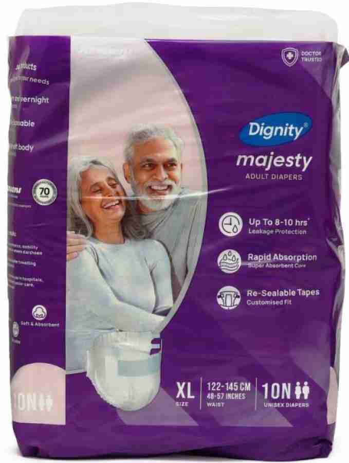 Romsons Dignity Majesty Adult Diaper X-Large 10 Pcs, Waist Size 48”- 57”  Inches Adult Diapers - XL - Buy 10 Romsons Adult Diapers
