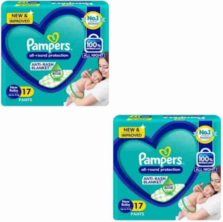 Pampers Baby dry diaper pants new baby nb 17 17 pack of 2 New Born Buy 1 Pampers Pant Diapers Flipkart