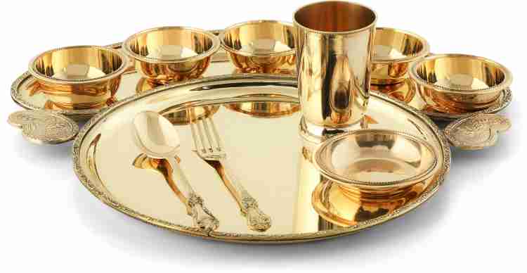 Brass Globe Brass BRASS MAHARAJA DINNER SET, PITAL THAALI SET, BRASS  UTENSILS, DINNERWARE Dinner Set Price in India - Buy Brass Globe Brass  BRASS MAHARAJA DINNER SET