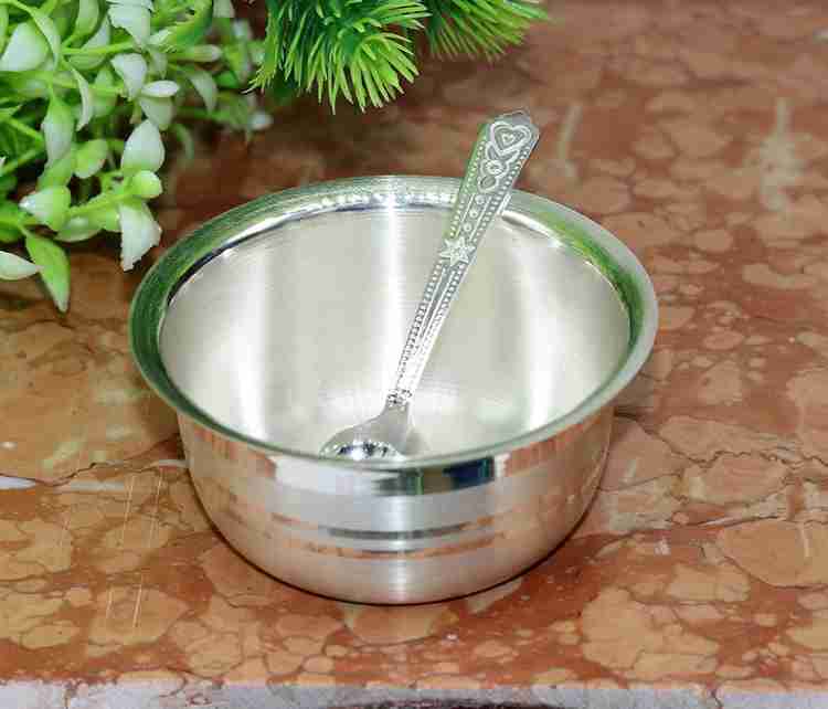 Silver bowl and spoon for baby deals
