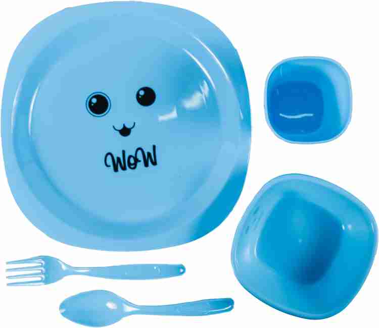 ZORROW MART Pack of 5 Plastic Kids Plastic Dinner Plate with bowl glass spoon and fork set Dinner Set Price in India Buy ZORROW MART Pack of 5 Plastic Kids Plastic