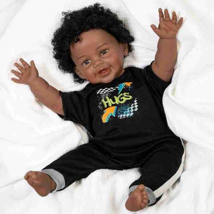 Black reborn toddlers outlet with long hair