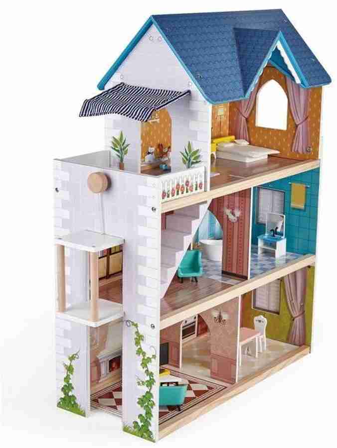 Hape Little Room Pretend Play 3 Story Wooden Doll House Little