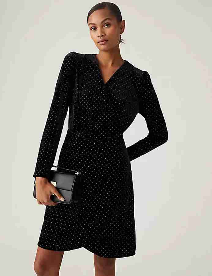 MARKS SPENCER Women Wrap Black Dress Buy MARKS SPENCER Women