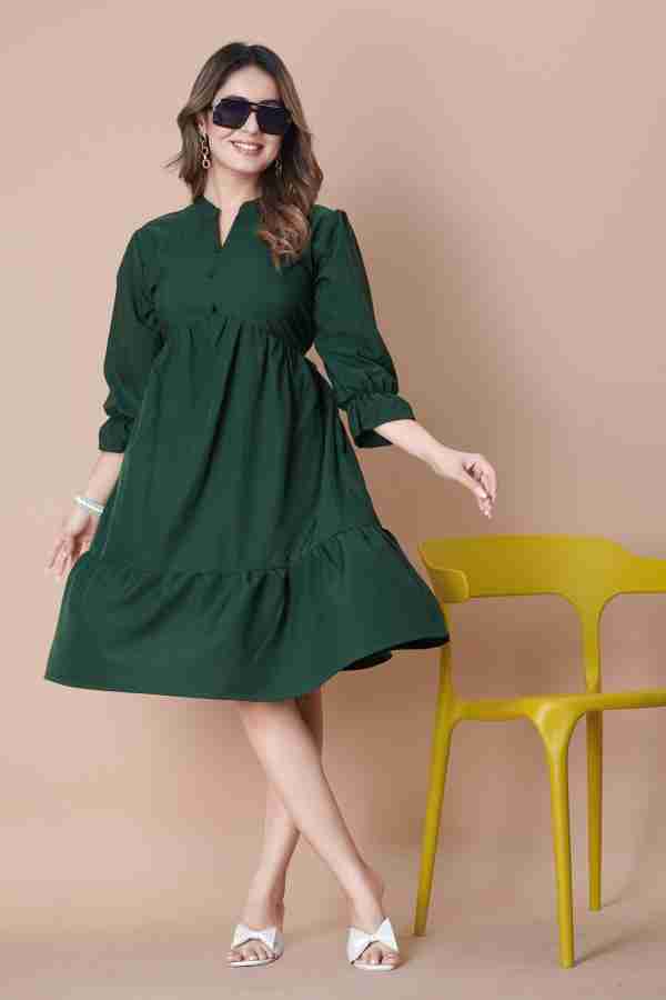 Lookavira Women A-line Green Dress - Buy Lookavira Women A-line Green Dress  Online at Best Prices in India