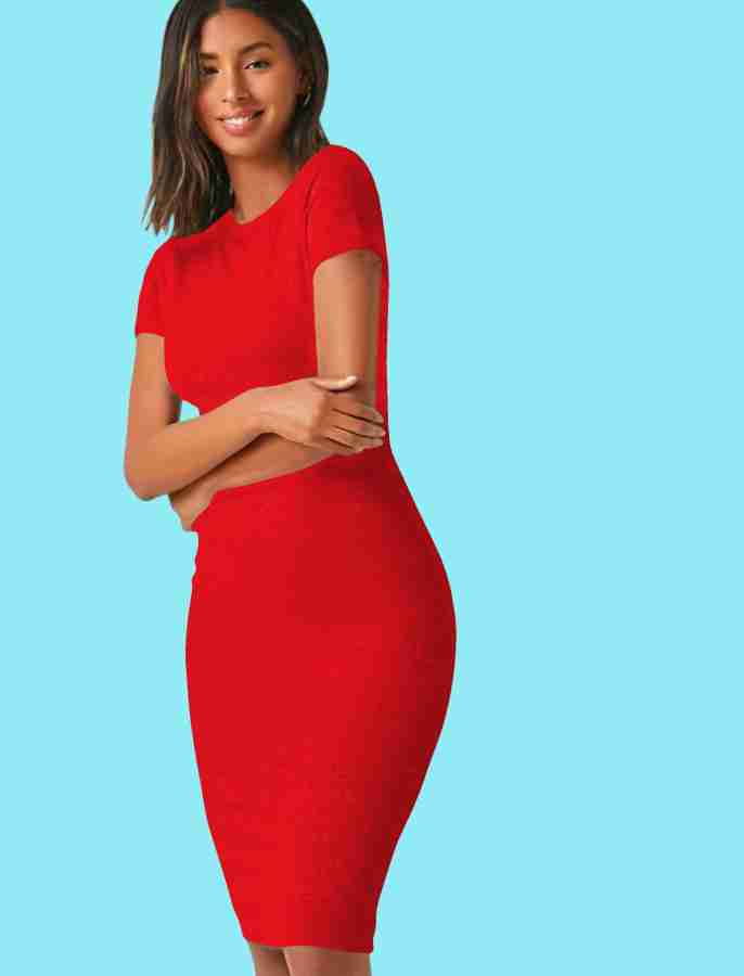 Dream Beauty Fashion Women Bodycon Red Dress - Buy Dream Beauty Fashion  Women Bodycon Red Dress Online at Best Prices in India