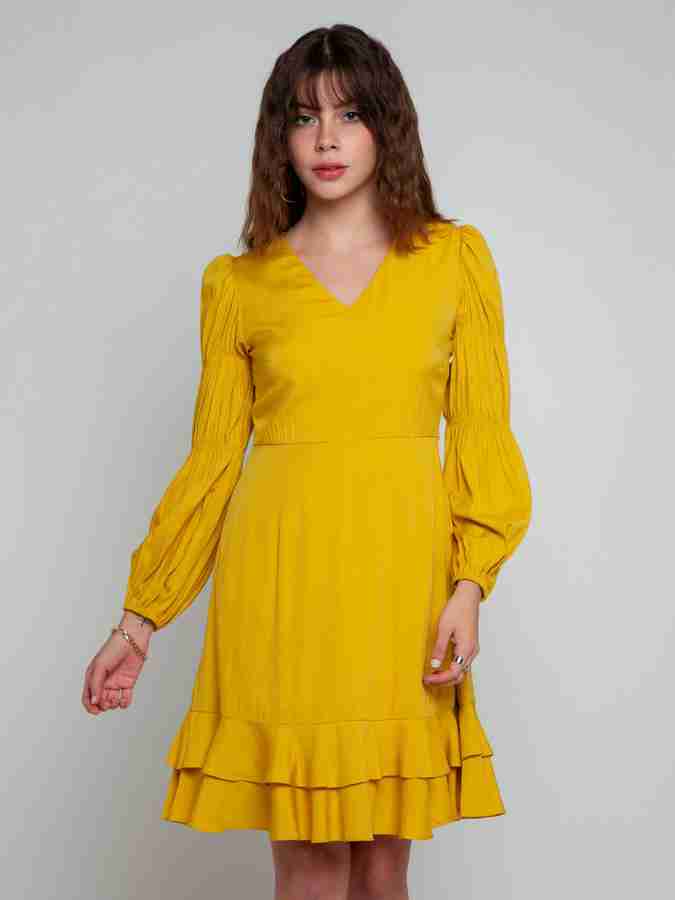 Zink London Women A line Yellow Dress Buy Zink London Women A line Yellow Dress Online at Best Prices in India Flipkart