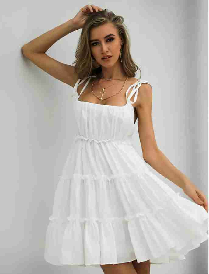 White 2025 dress flipkart