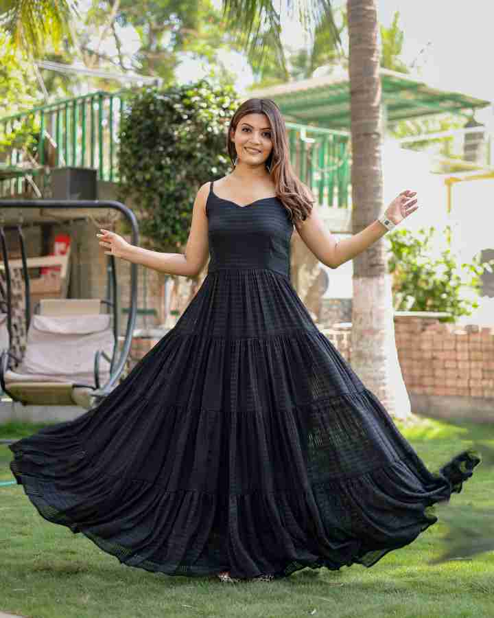 Black fashion maxi dress flipkart