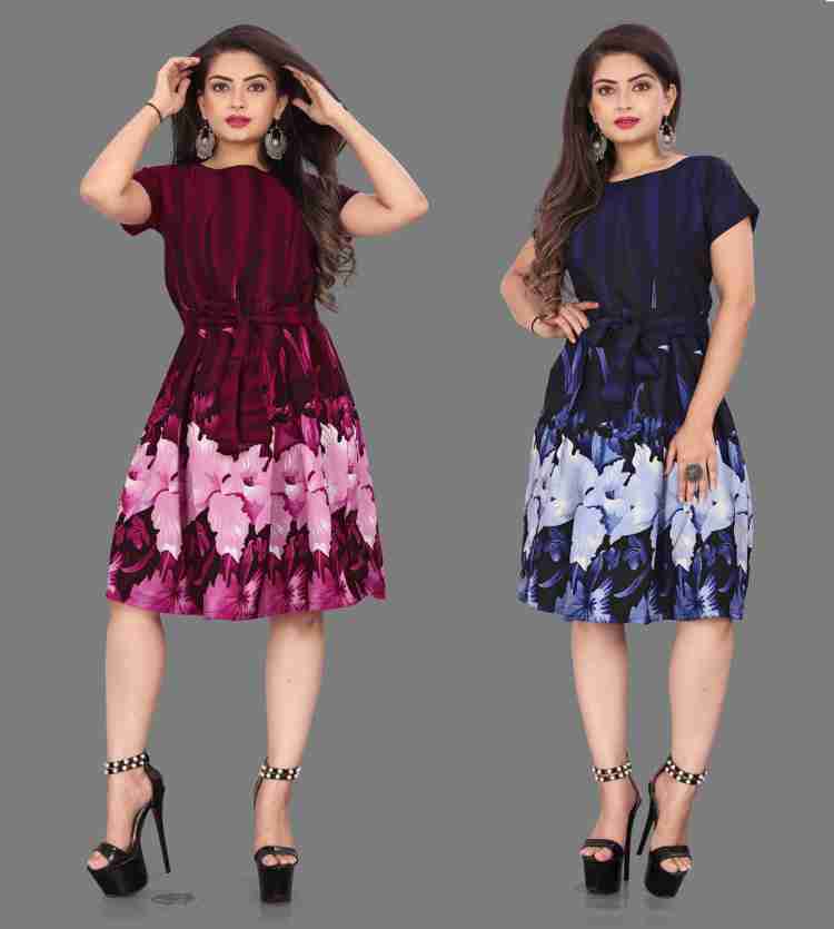 tanvi creation Women Fit and Flare Blue Dress Buy tanvi creation Women Fit and Flare Blue Dress Online at Best Prices in India Flipkart