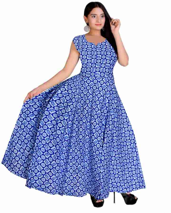 rajiv fashion Women Fit and Flare Blue Dark Blue Dress Buy