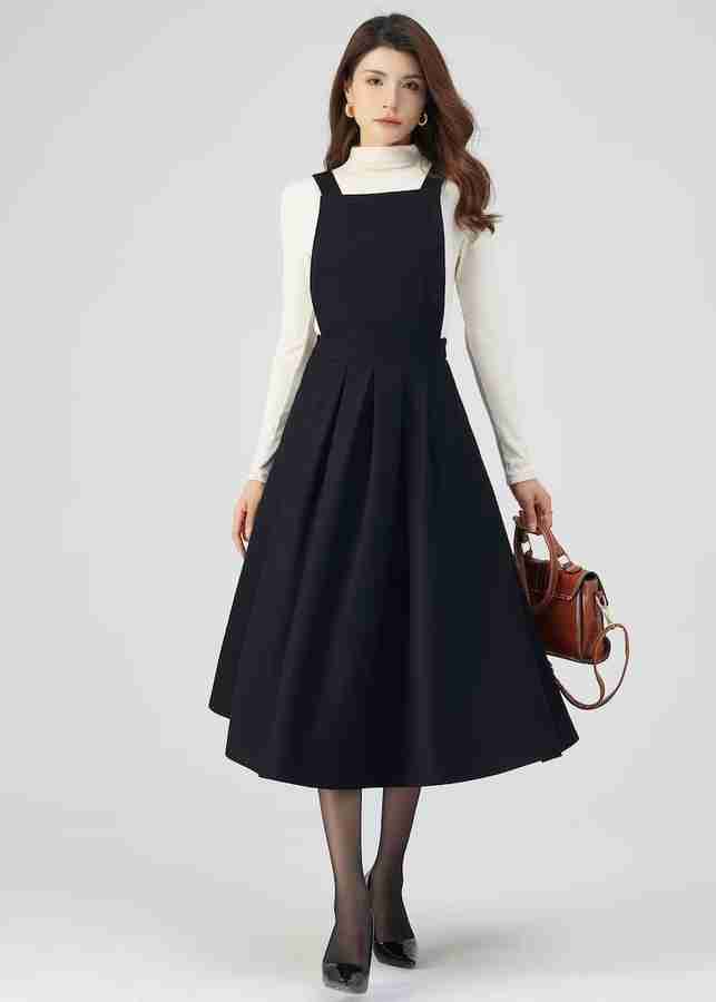 BHUTAIYA Women A-line Black, White Dress - Buy BHUTAIYA Women A 