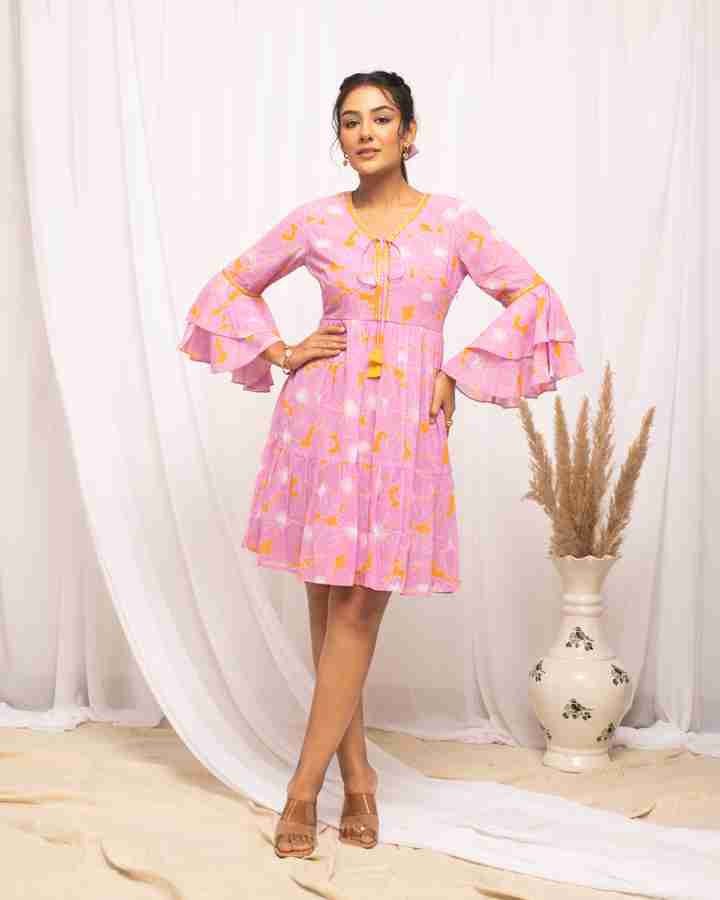 FIORRA Women Skater Yellow Pink White Dress Buy FIORRA Women Skater Yellow Pink White Dress Online at Best Prices in India Flipkart
