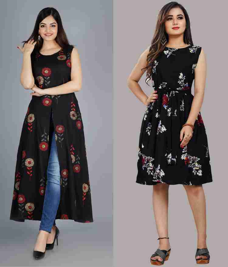tanvi creation Women A line Black Dress
