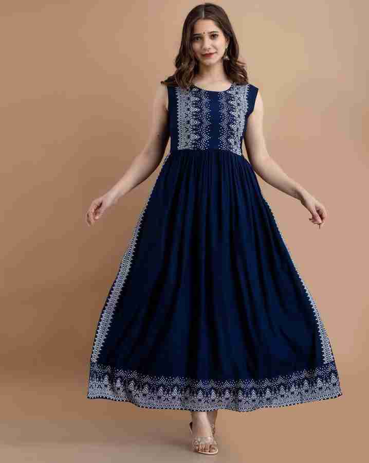 Style N Shades Women Ethnic Dress Dark Blue White Dress Buy