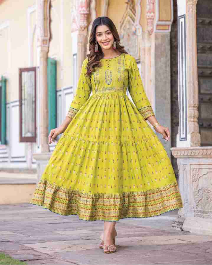 Kiana Women Ethnic Dress Yellow Dress - Buy Kiana Women Ethnic Dress Yellow  Dress Online at Best Prices in India