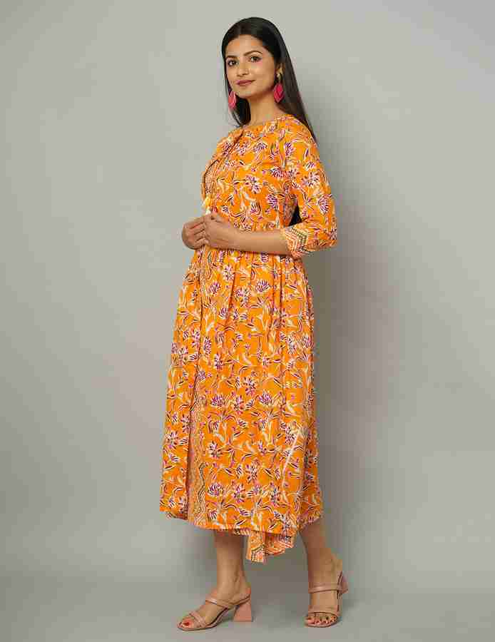 Nayra Women A line Orange Dress Buy Nayra Women A line Orange
