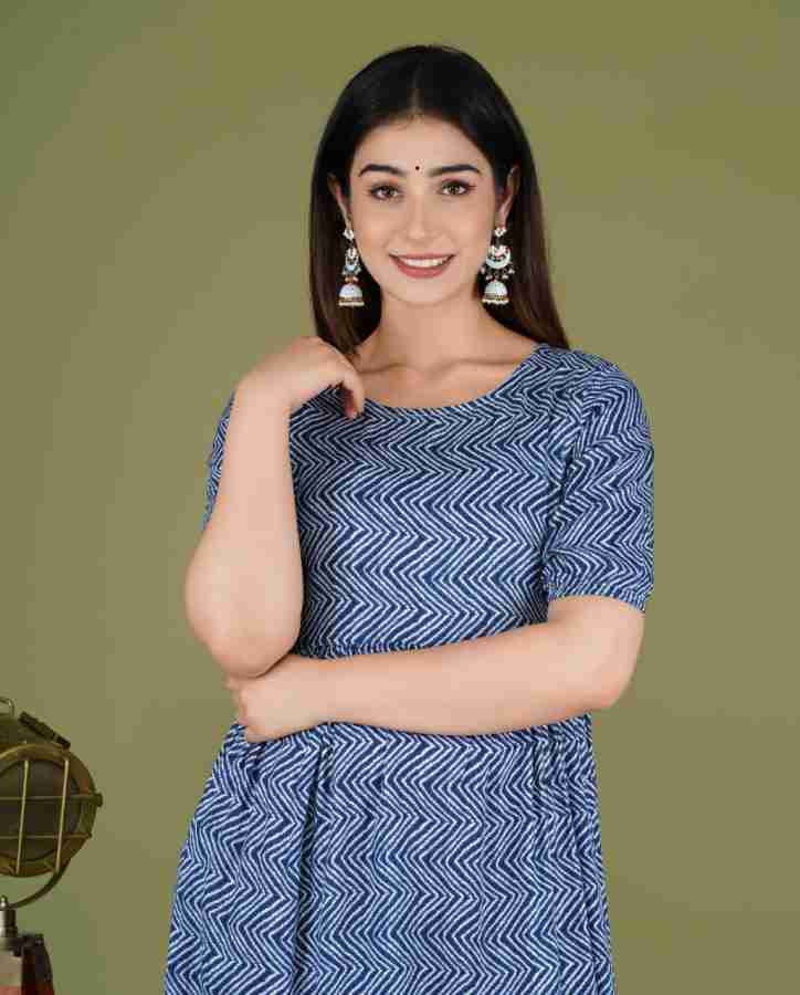 Fashion Unstoppable Women Fit and Flare White, Dark Blue Dress - Buy  Fashion Unstoppable Women Fit and Flare White, Dark Blue Dress Online at  Best Prices in India