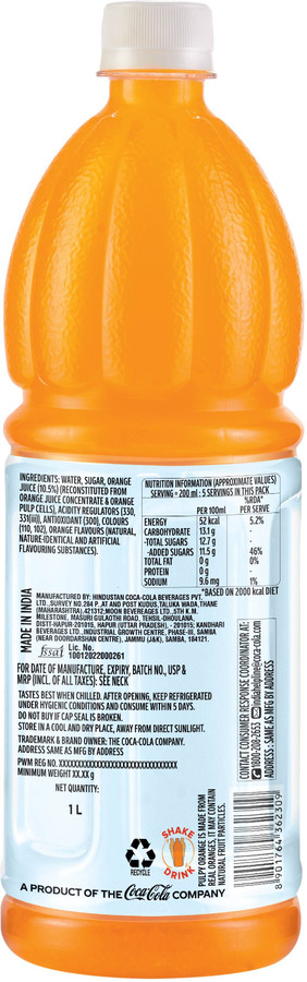 Minute Maid Pulpy Orange Juice, Ready-To-Serve Fruit Drink Price