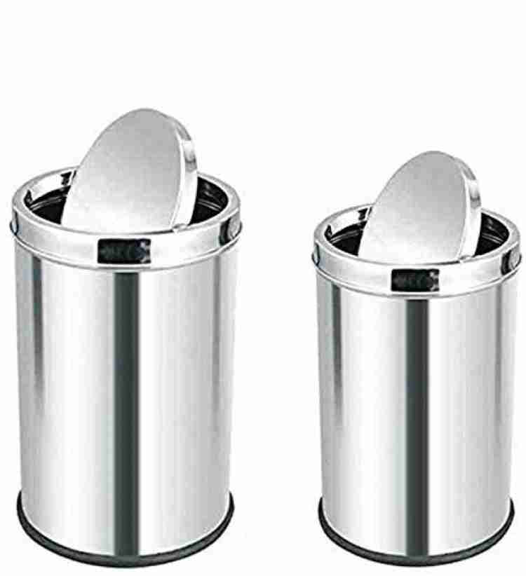 Swertia Steel Swing Dustbin Garbage Bin Set of 2 10x14 and 8x12