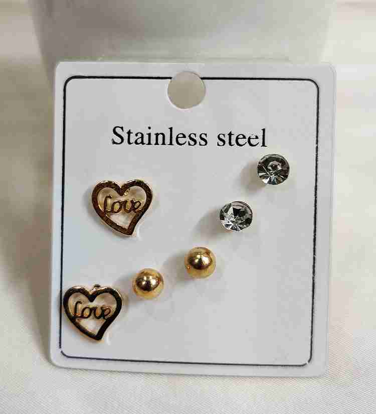 Flipkart Buy ohgirlaccessories Oh Girl Stainless Steel Stud Earring Set of 3 Stainless Steel Stud Earring Online at Best Prices in India