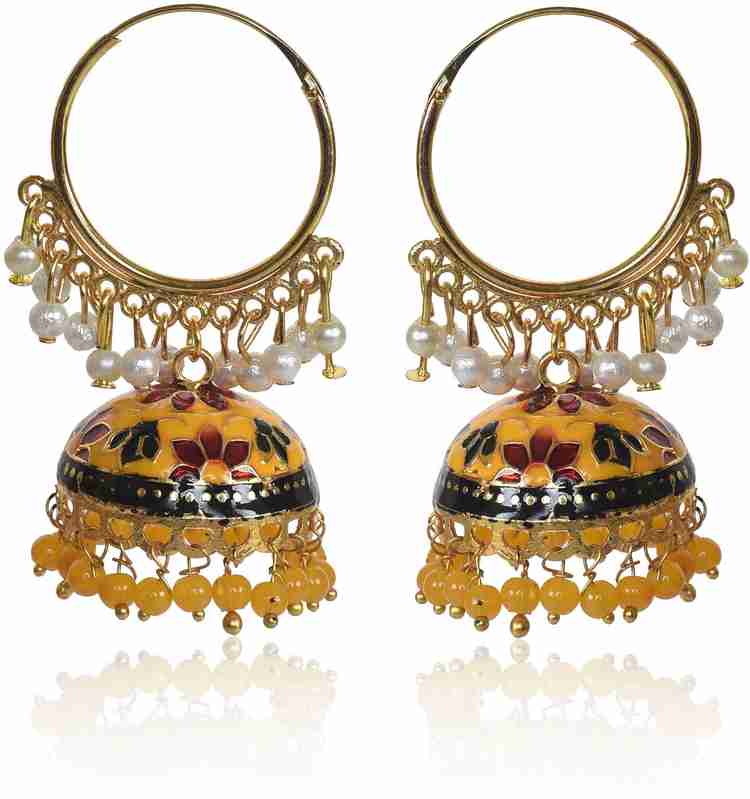 Flipkart Buy Nilu s Collection Gold Plated Chandbali Kan Ka Jhumka with Pearl Beads for Women Brass Jhumki Earring Chandbali Earring Online at Best Prices in India