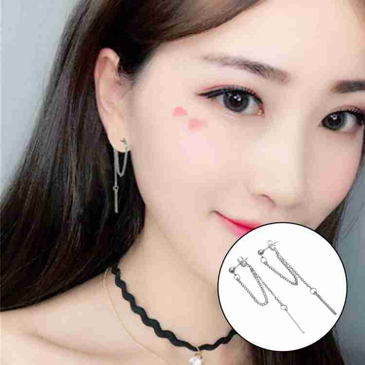 Flipkart Buy Lyla Chain Stud Earrings Set Drop Dangle Minimalist for Women Teen Girls Gift Silver Earring Set Online at Best Prices in India