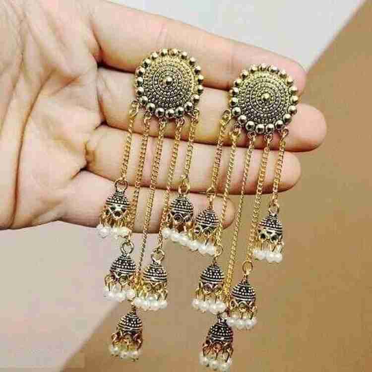 Jhumka earrings with chain new arrivals