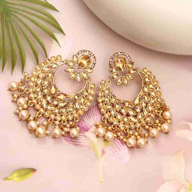 Gold colour earrings shop