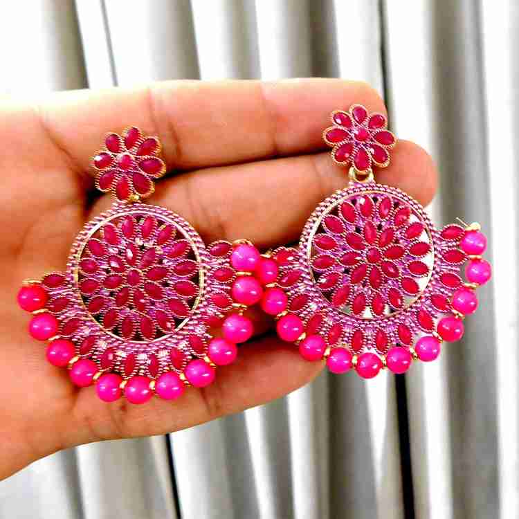 Deep pink earrings deals