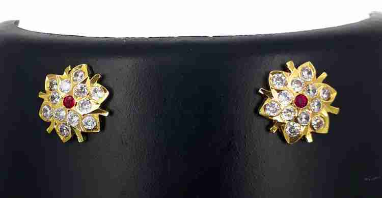 Flipkart Buy Anujeet Fashion Hub Gold Plated Covering 5 metal Impon AD Stone Floral Stud Earrings For Women Girls Copper Stud Earring Online at Best Prices in India