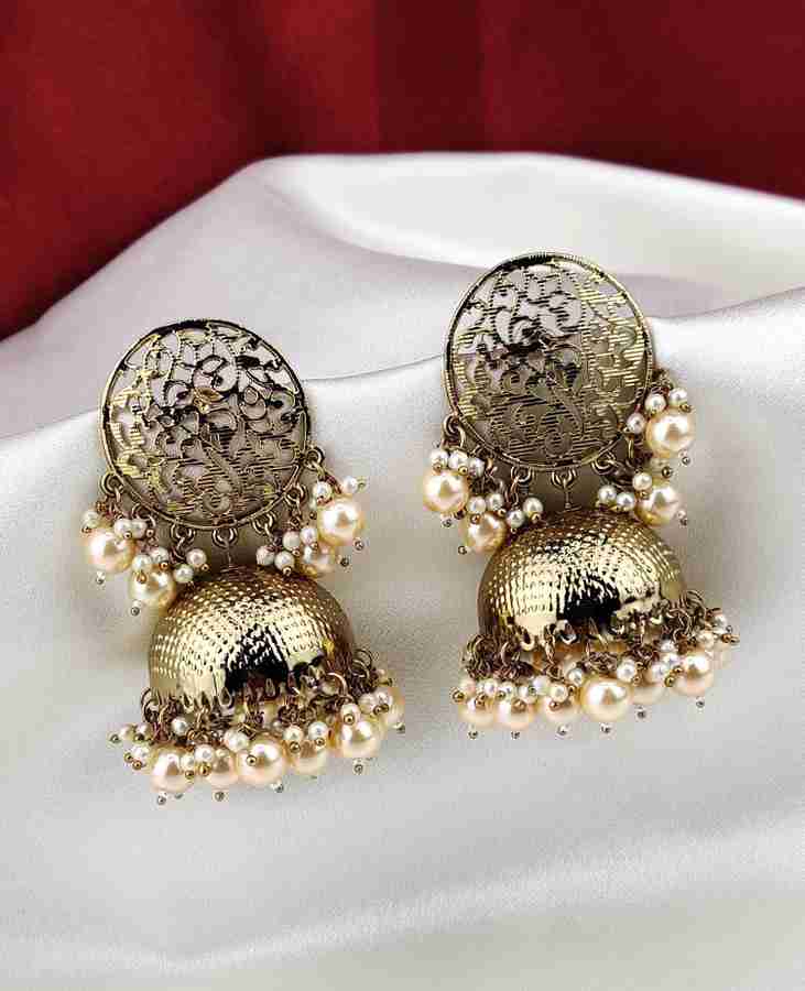 Flipkart Buy Orbis Long and Big Earrings Jhumka Gold Beads Alloy Jhumki Earring Online at Best Prices in India