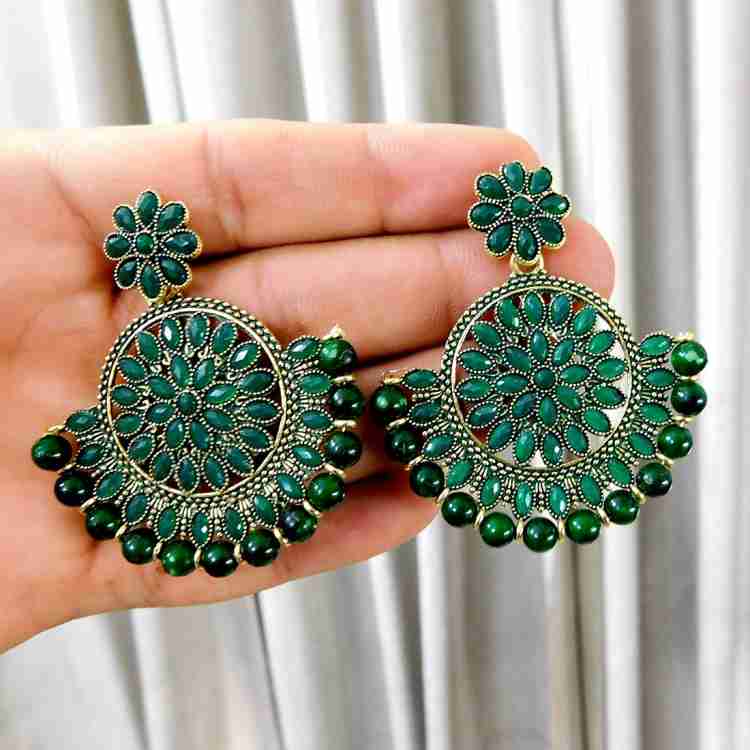 Emerald green earrings on sale online