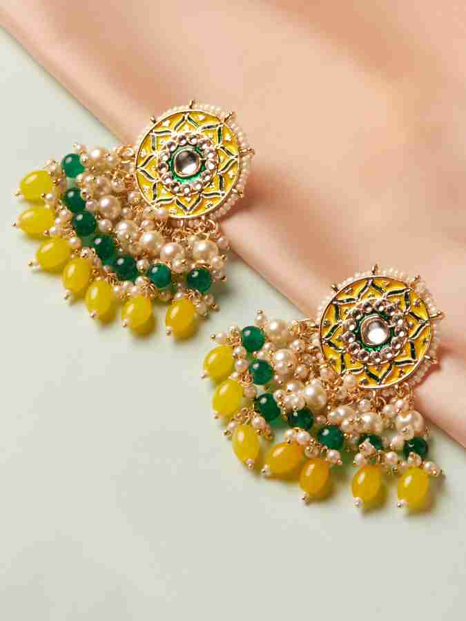 Yellow and shop green earrings