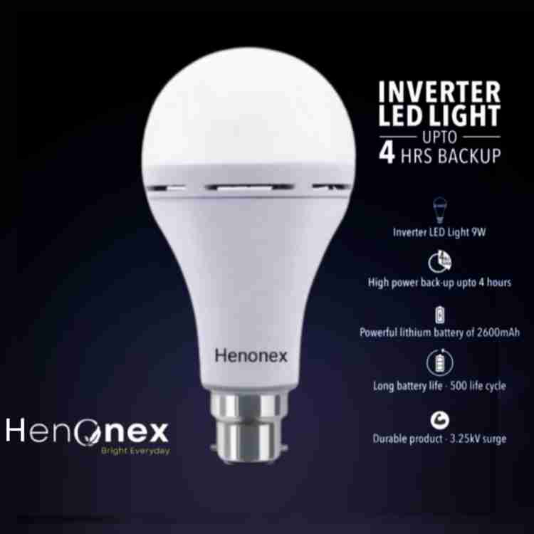 Henonex 12 watt rechargeable B22 led white emergency inverter bulb 3 hrs  Bulb Emergency Light Price in India - Buy Henonex 12 watt rechargeable B22  led white emergency inverter bulb 3 hrs
