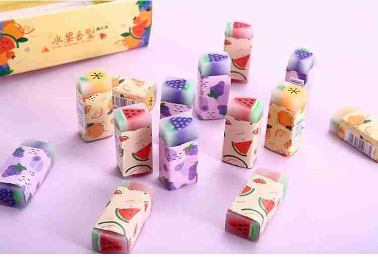 Gayantti enterprises Beautiful Fruits Scented Erasers for  kids multicolor Pack of 3 Non-Toxic Eraser 