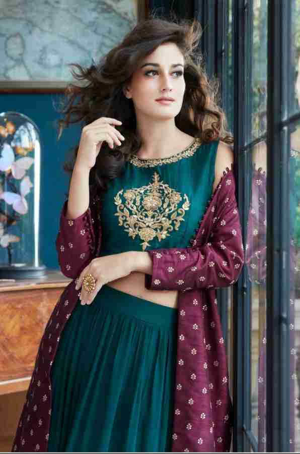 Long skirt with crop top and jacket outlet flipkart