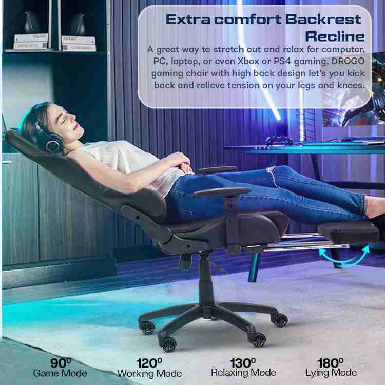 BAYBEE Drogo Multi-Purpose Ergonomic Gaming Chair with 7 Way Adjustable  Seat, Head & USB Massager, PU Leather Lumbar Pillow Home & Office Chair  with