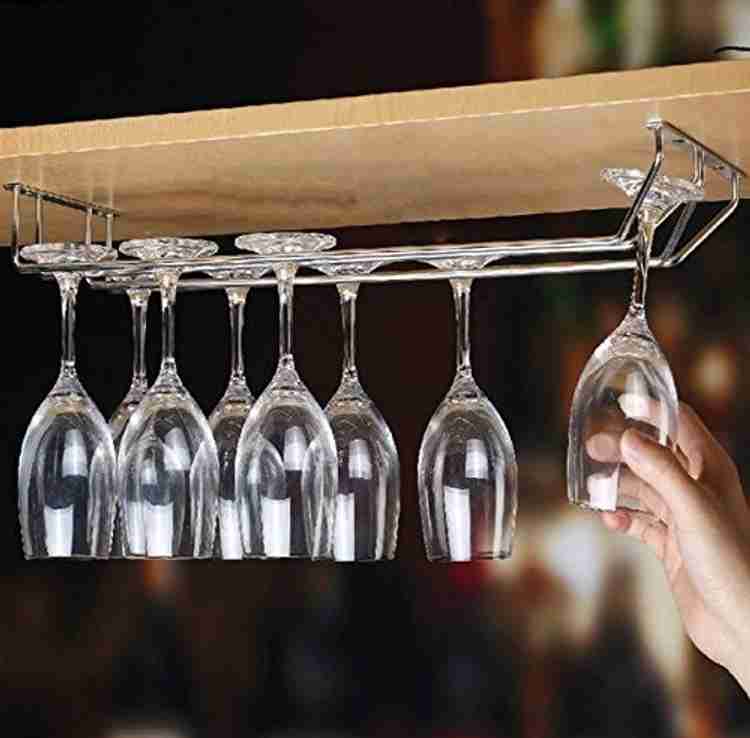 Plantex Wine Glass Rack Holder Upside Down Glass Hanging Organizer for Pubs Kitchen Bars Double Line Large Stainless Steel Wine Rack Price in India Buy Plantex Wine Glass Rack Holder Upside Down Glass...