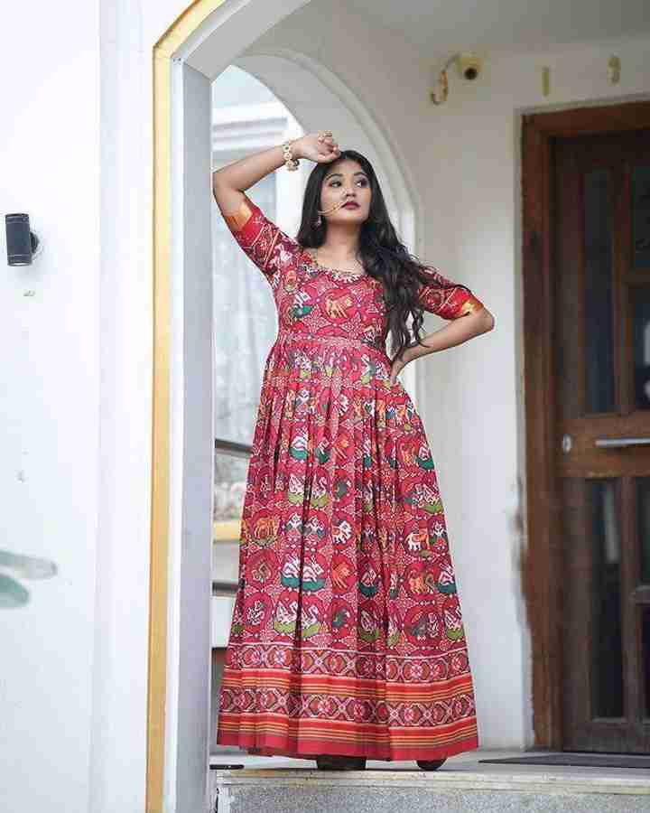 Red maxi dress flipkart shop