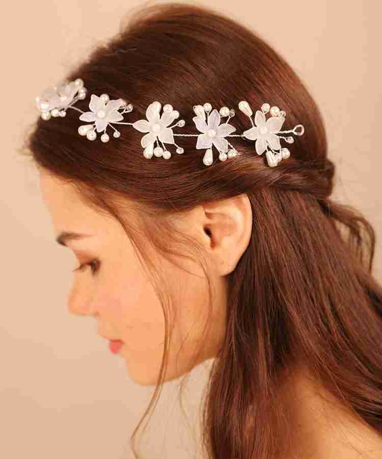 Kidzoo 32cm Bridal Wedding Hair Chain With Pins Flower Pearl Hair