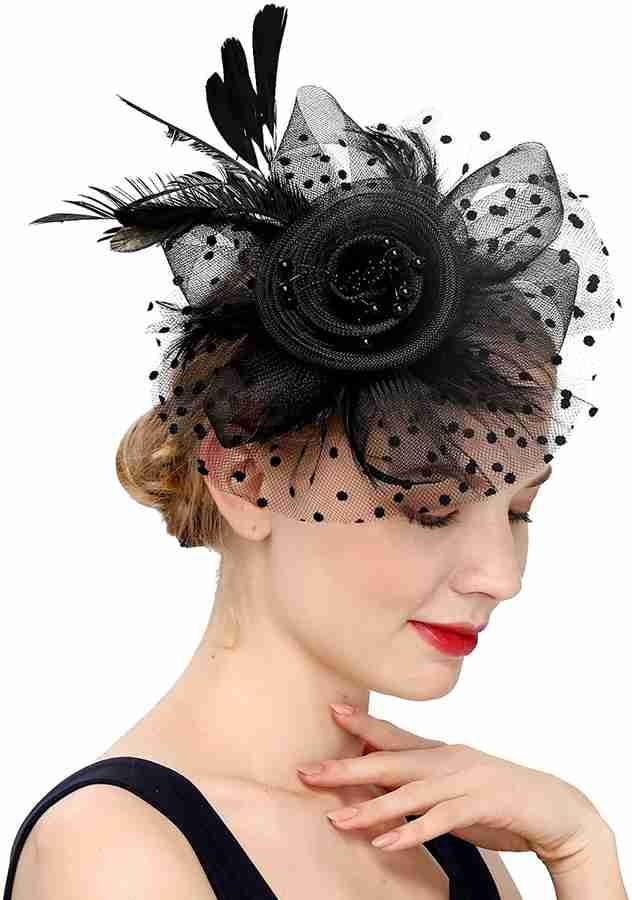 PALAY Black Fascinator Lace Hair Accessories Decent Headwear for