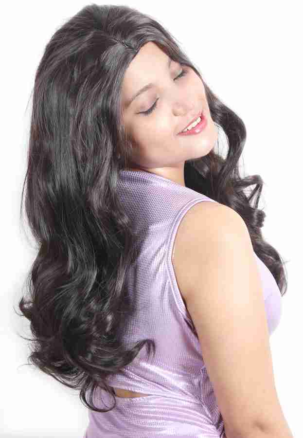 Ritzkart 26 Inch Brown Long curly Center Part Glue less Synthetic