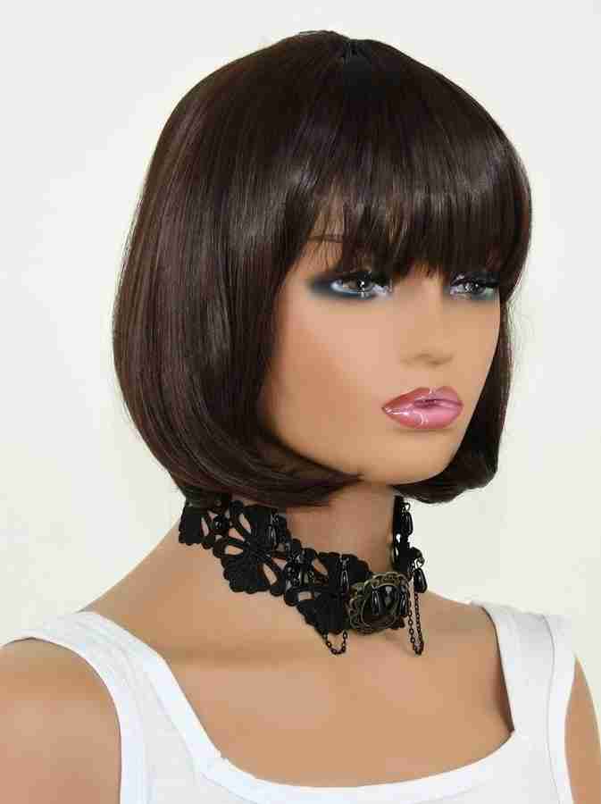 ASG 10 Inch Short Bob Style Straight Synthetic Wig with Bangs Brown Hair Extension Price in India Buy ASG 10 Inch Short Bob Style Straight Synthetic Wig with Bangs